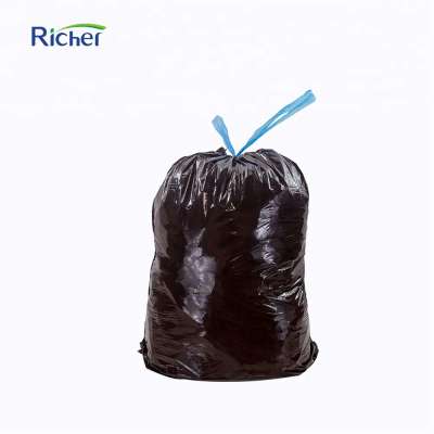 big size blue drawstring plastic trash bag garbage bag refuse sack