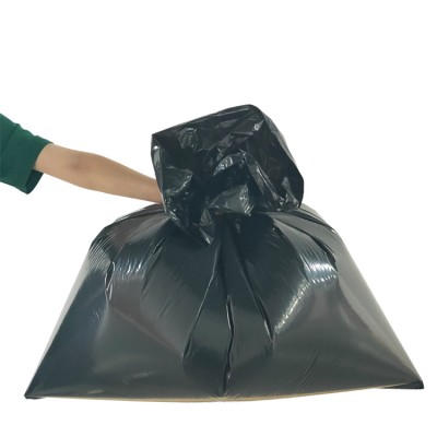 large black hdpe recyclable heavy duty flat folding plastic trash bag